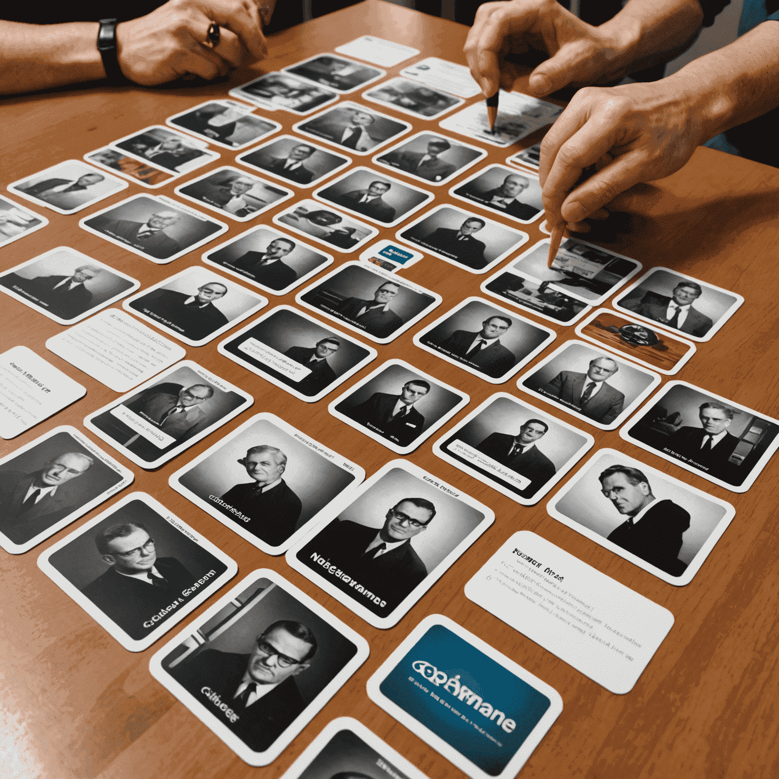 Codenames game in progress with word cards laid out in a grid and players discussing clues