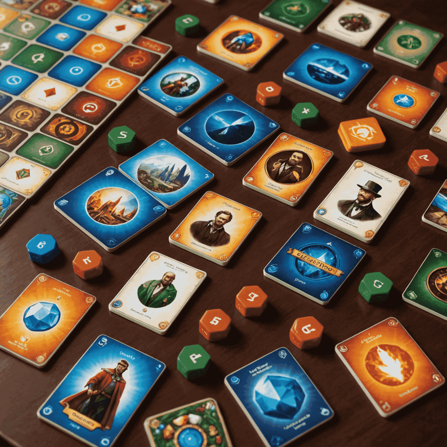 Splendor game setup with gem tokens, noble tiles, and development cards